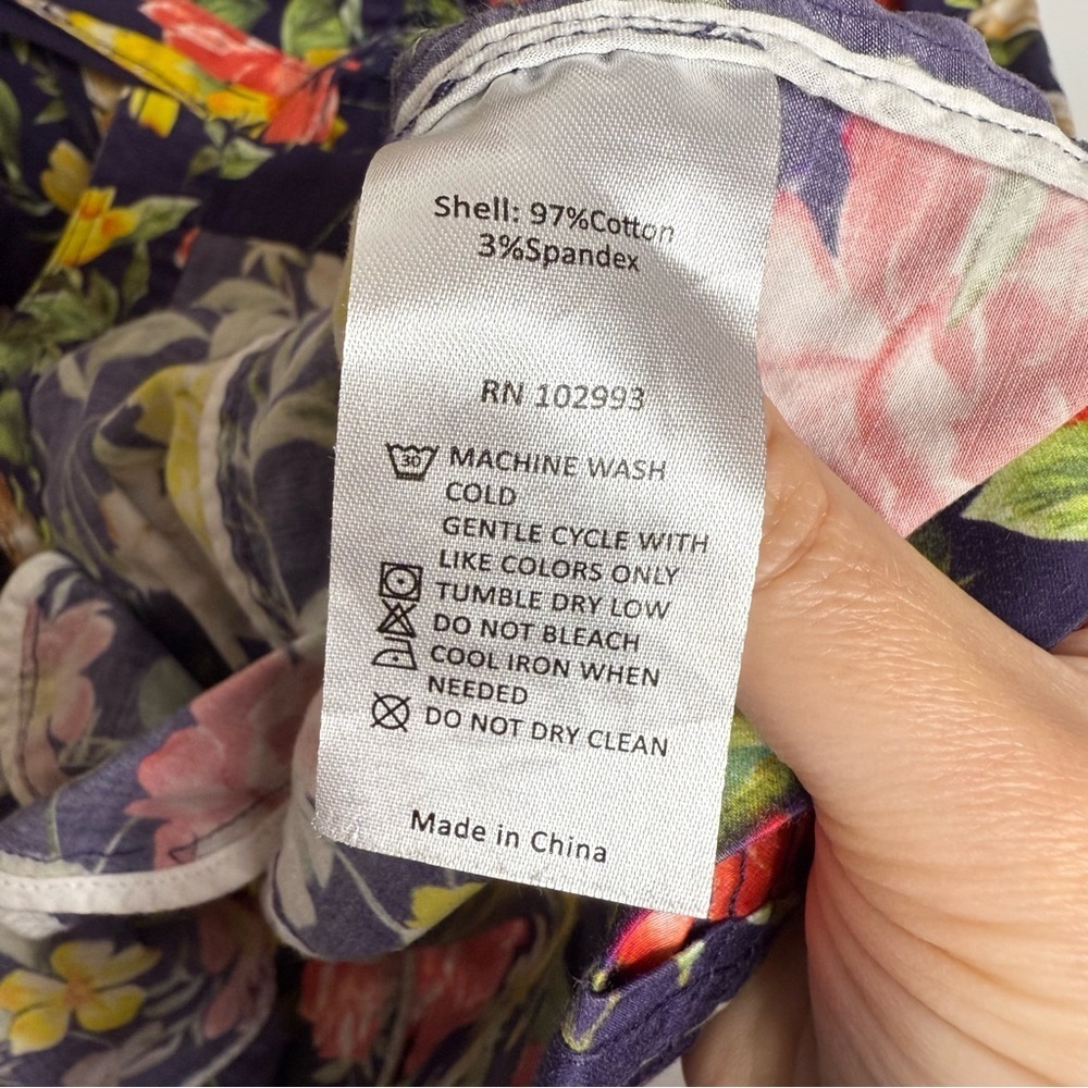 Marissa Webb Multi Floral Printed Puff Sleeve Shirt Dress Size 2 Navy Blue - Picture 7 of 11